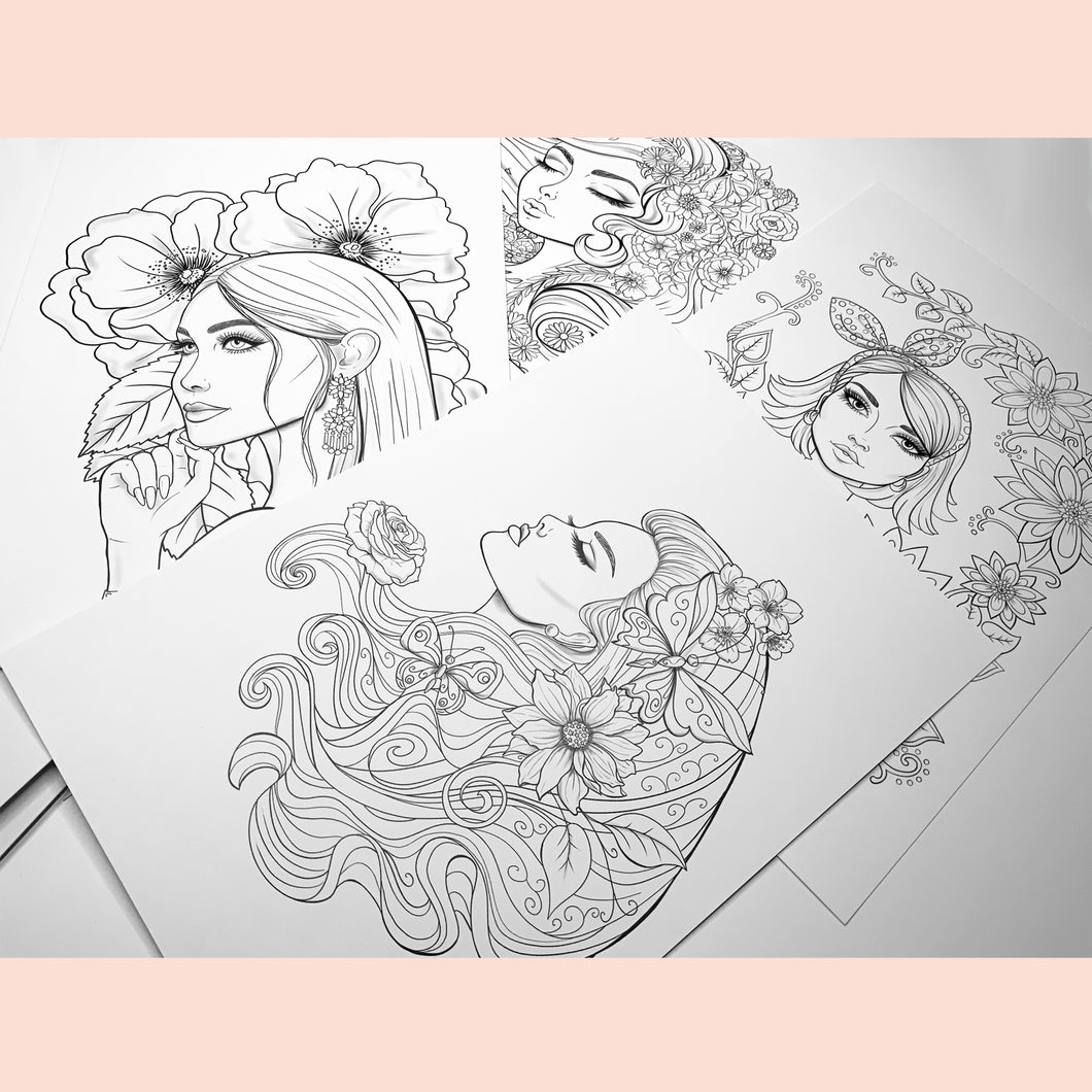 Colouring Pages Girls Set 02