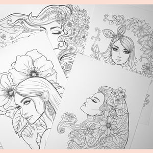 Colouring Pages Girls Set 02