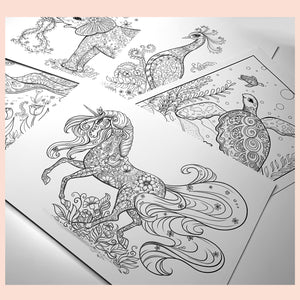 Colouring Pages Set of 5 pages Lucky Animals